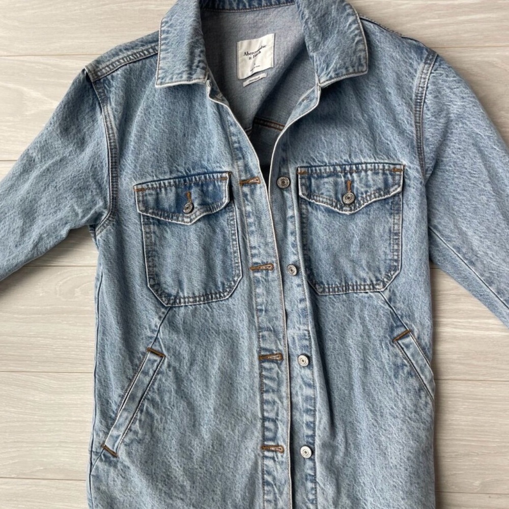 Abercrombie and Fitch Drapey Denim Shirt Jacket